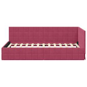 Rohový rám postele s čelo Víno Červené 90 cm x 190 cm samet - obrázek 5