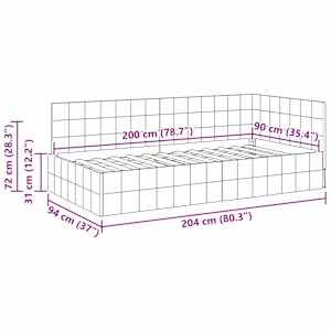 Rohový rám postele s čelo Víno Červené 90 cm x 200 cm samet - obrázek 11