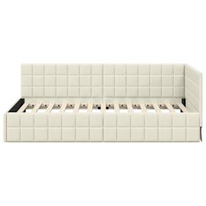 Rohový rám postele s čelo Krémová 90 cm x 200 cm samet - obrázek 5