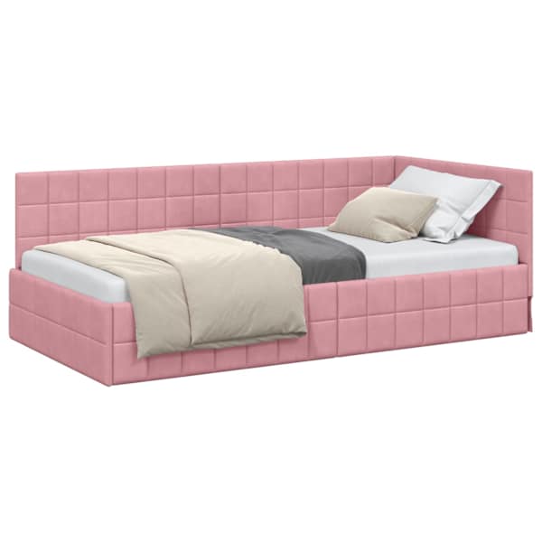 vidaXL Nurgavoodi raam peaga Roosa 100 cm x 200 cm Samet