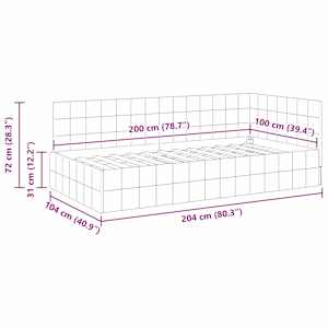 Rohový rám postele s čelo Růžová 100 cm x 200 cm samet - obrázek 11