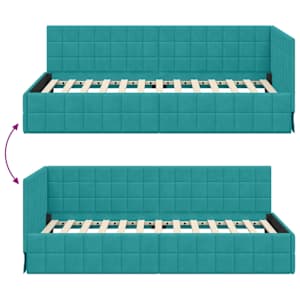Rohový rám postele s čelo Tyrkysová 100 cm x 200 cm samet - obrázek 9