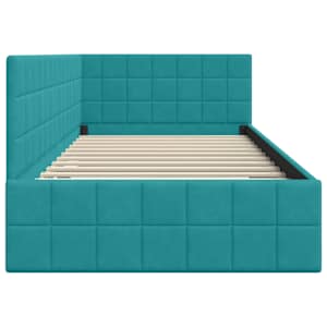 Rohový rám postele s čelo Tyrkysová 100 cm x 200 cm samet - obrázek 6