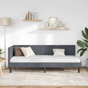 Rohový rám postele s čelo Tmavě šedá 80 cm x 200 cm samet - obrázek 3