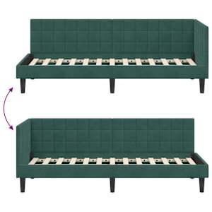 Rohový rám postele s čelo Tmavě zelená 80 cm x 200 cm samet - obrázek 9