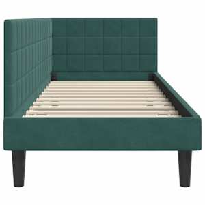 Rohový rám postele s čelo Tmavě zelená 80 cm x 200 cm samet - obrázek 6