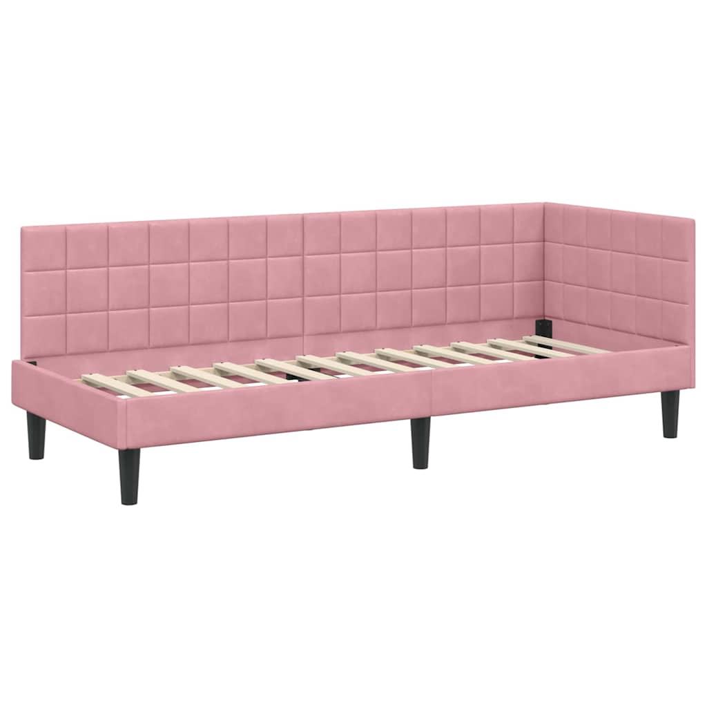 Thumbnail - vidaXL Eckbettgestell mit Kopfteil Rosa 80 x 200 cm Samt