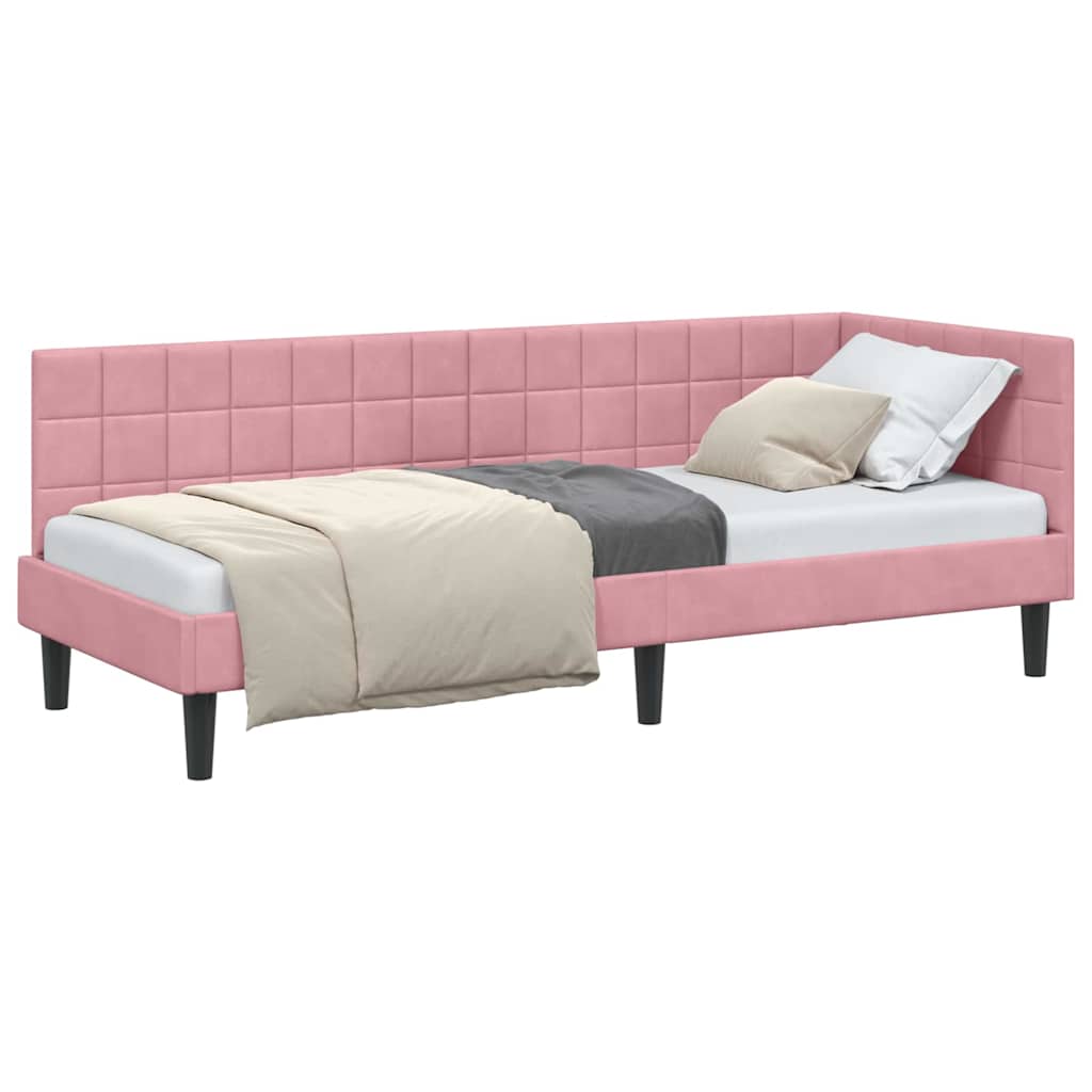 Thumbnail - vidaXL Eckbettgestell mit Kopfteil Rosa 80 x 200 cm Samt
