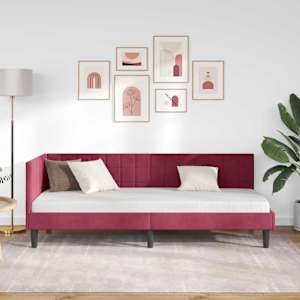 Rohový rám postele s čelo Víno Červené 80 cm x 200 cm samet - obrázek 3