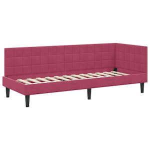 Rohový rám postele s čelo Víno Červené 80 cm x 200 cm samet - obrázek 4