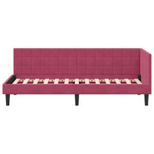 Rohový rám postele s čelo Víno Červené 80 cm x 200 cm samet - obrázek 5