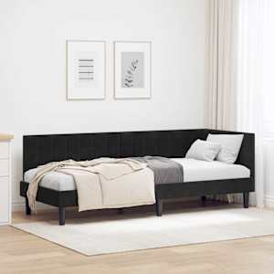 Rohový rám postele s čelo Černá 80 cm x 200 cm samet - obrázek 1