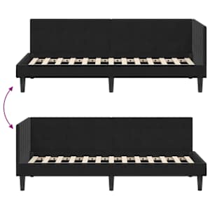 Rohový rám postele s čelo Černá 80 cm x 200 cm samet - obrázek 9