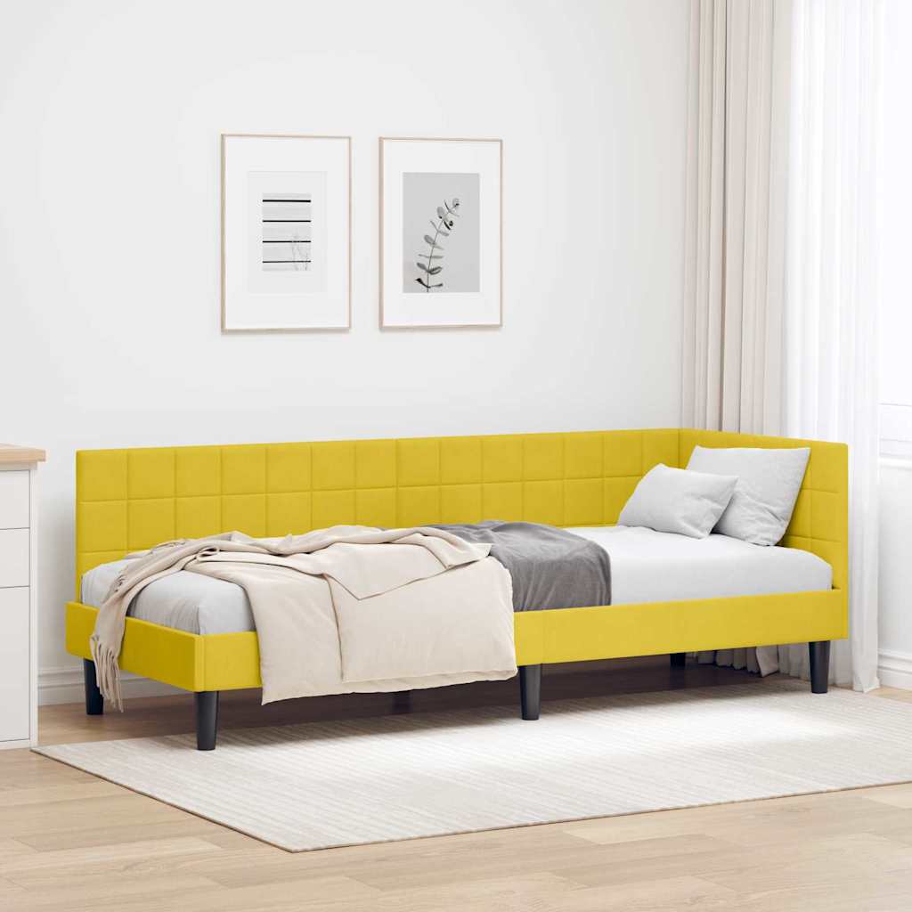 vidaXL Eckbettgestell mit Kopfteil Gelb 80 x 200 cm Samt