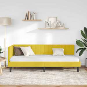 Rohový rám postele s čelo Žlutá 80 cm x 200 cm samet - obrázek 3