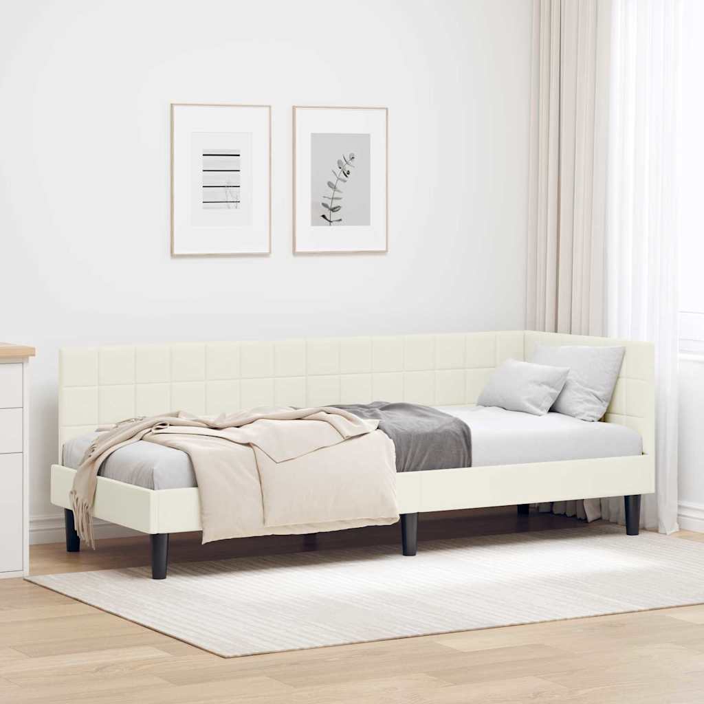 vidaXL Cadru de pat colțar cu headboard Crem 80 x 200 cm Catifea