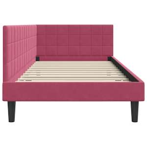 Rohový rám postele s čelo Víno Červené 90 cm x 190 cm samet - obrázek 6