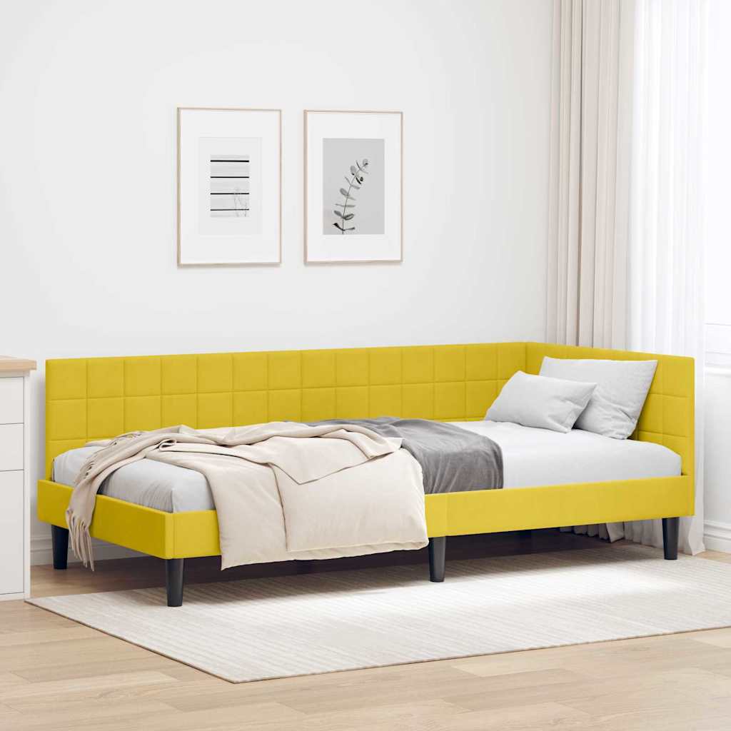 vidaXL Cadru de pat colțar cu headboard Galben 90 x 190 cm Catifea