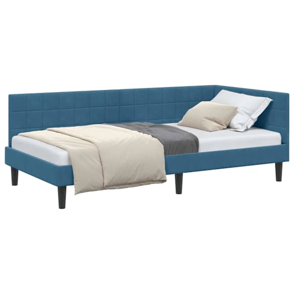 vidaXL Nurgavoodi raam peaga Sinine 90 cm x 200 cm Samet