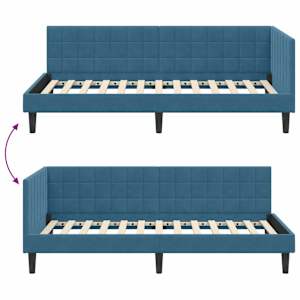 Rohový rám postele s čelo Modrá 90 cm x 200 cm samet - obrázek 9