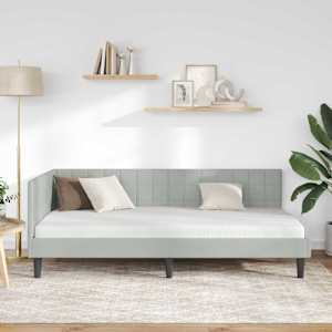 Rohový rám postele s čelo Světle šedá 90 cm x 200 cm samet - obrázek 3