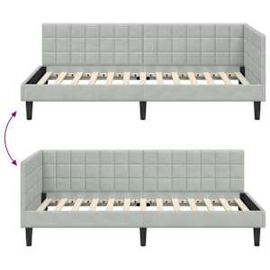 Rohový rám postele s čelo Světle šedá 90 cm x 200 cm samet - obrázek 9