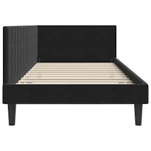 Rohový rám postele s čelo Černá 90 cm x 200 cm samet - obrázek 6