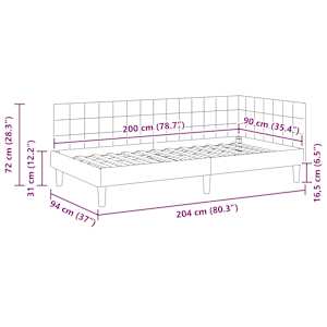 Rohový rám postele s čelo Žlutá 90 cm x 200 cm samet - obrázek 11