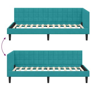 Rohový rám postele s čelo Tyrkysová 90 cm x 200 cm samet - obrázek 9