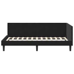 Rohový rám postele s čelo Černá 100 cm x 200 cm samet - obrázek 5
