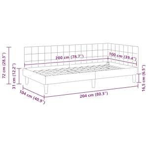 Rohový rám postele s čelo Žlutá 100 cm x 200 cm samet - obrázek 11