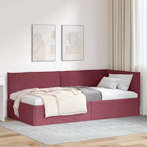 Rohový rám postele s čelo Víno Červené 80 x 200 cm textil - obrázek 1
