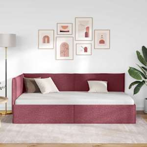Rohový rám postele s čelo Víno Červené 80 x 200 cm textil - obrázek 3