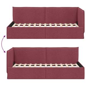 Rohový rám postele s čelo Víno Červené 80 x 200 cm textil - obrázek 9