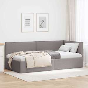 Rohový rám postele s čelo Taupe 80 x 200 cm textil - obrázek 1