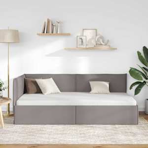 Rohový rám postele s čelo Taupe 80 x 200 cm textil - obrázek 3
