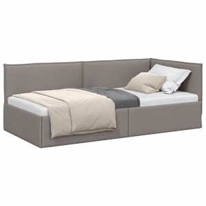 Rohový rám postele s čelo Taupe 90 x 200 cm textil - obrázek 2