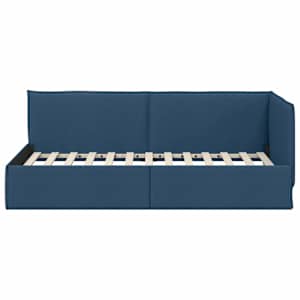Rohový rám postele s čelo Modrá 90 x 200 cm textil - obrázek 5