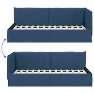 Rohový rám postele s čelo Modrá 90 x 200 cm textil - obrázek 9