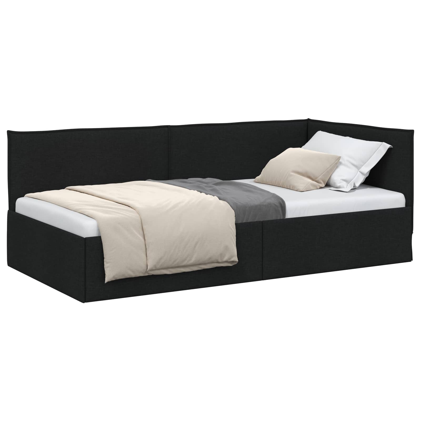 VidaXL Hoek Bed Frame Met Hoofdeinde Zwart 100 X 200 Cm Stof