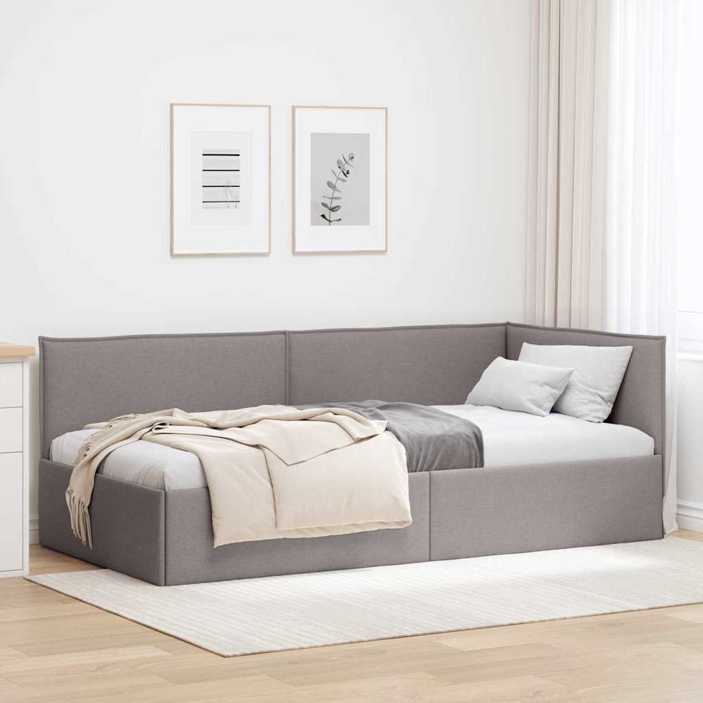 Hjørnesengramme med hovedgærde Gråbrun 100 x 200 cm Stof