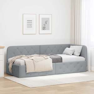 Rohový rám postele Světle šedá 80 x 200 cm textil - obrázek 1