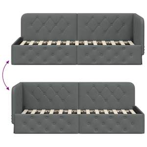 Rohový rám postele Tmavě šedá 80 x 200 cm textil - obrázek 9