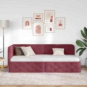 Rohový rám postele Víno Červené 80 x 200 cm textil - obrázek 4