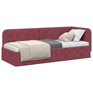 Rohový rám postele Víno Červené 80 x 200 cm textil - obrázek 3