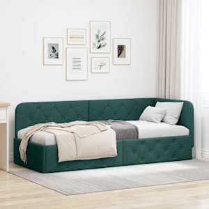 Rohový rám postele Tmavě zelená 80 x 200 cm textil - obrázek 1