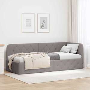 Rohový rám postele Taupe 80 x 200 cm textil - obrázek 1