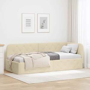 Rohový rám postele Krémová 80 x 200 cm textil - obrázek 1