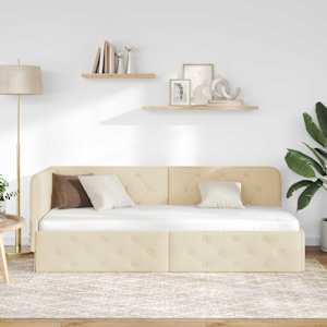 Rohový rám postele Krémová 80 x 200 cm textil - obrázek 4