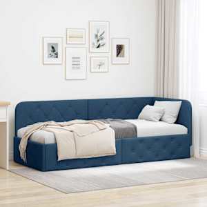Rohový rám postele Modrá 80 x 200 cm textil - obrázek 1